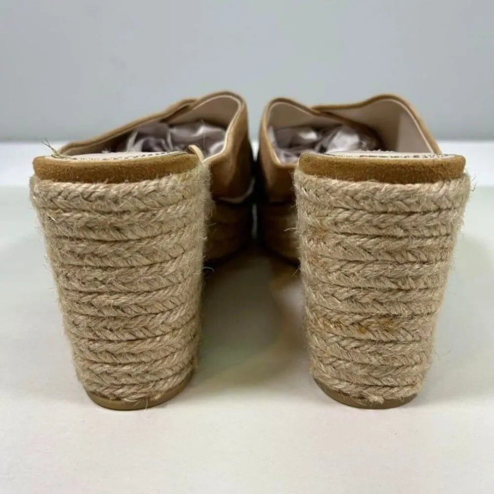 Zara Basic Suede Block Heel Open Toe Espadrille Sandals‎ Womens 40 (US 10) Tan
